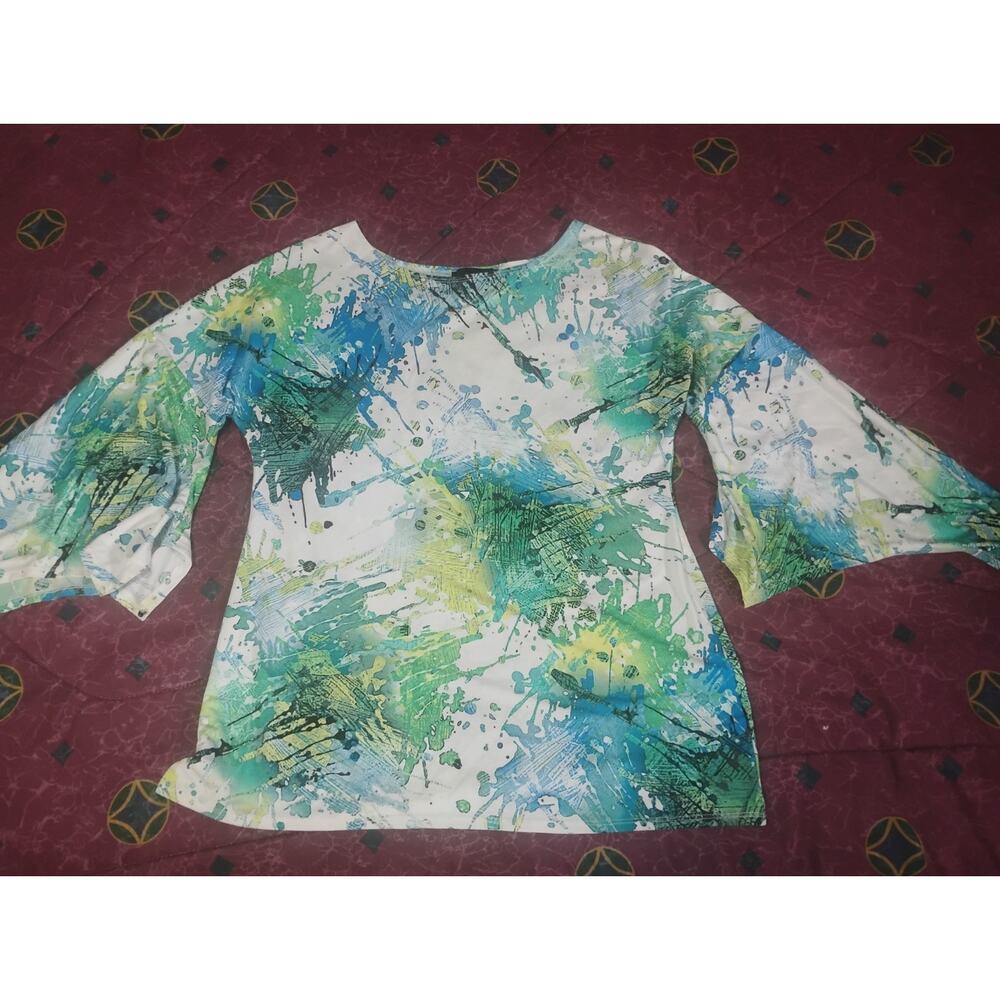 Womens abstract, watercolor Gramercy 22 Multicolor Xl Bell 3/4 Sleeve